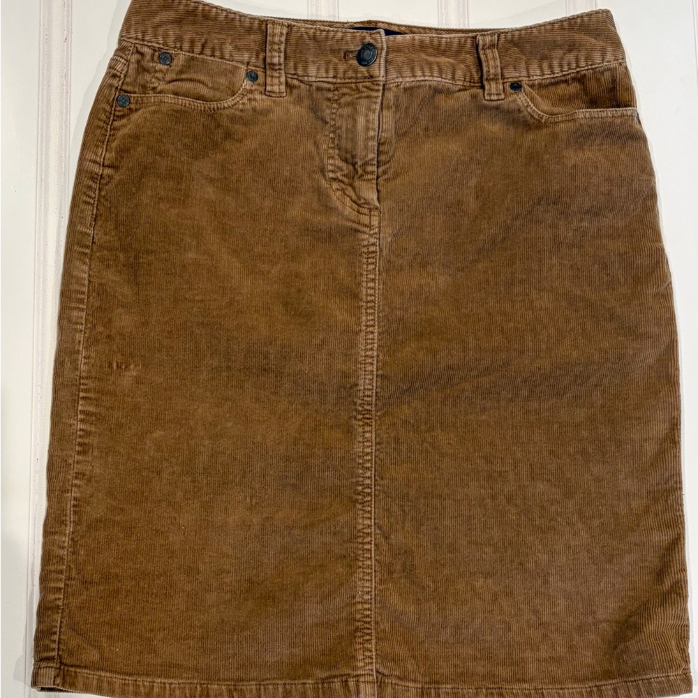 Talbots Women’s Brown Corduroy Skirt Size 2 Boho Western Core Casual Fall Retro